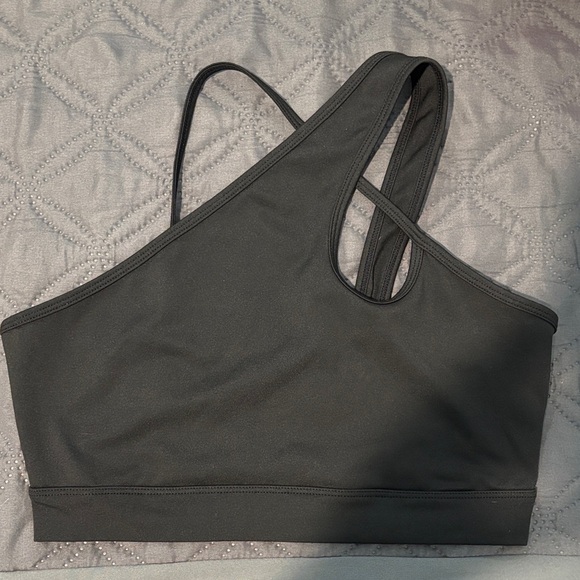 Asymmetrical Black Sports Bra - Picture 1 of 2